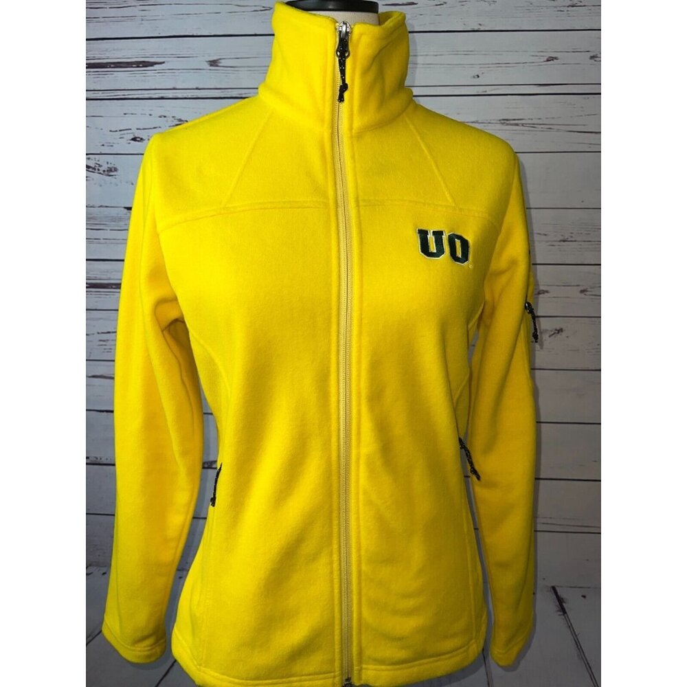 Columbia Fleece Jacket Small Oregon Ducks Full Zip Mock Neck Womens UO NCAA